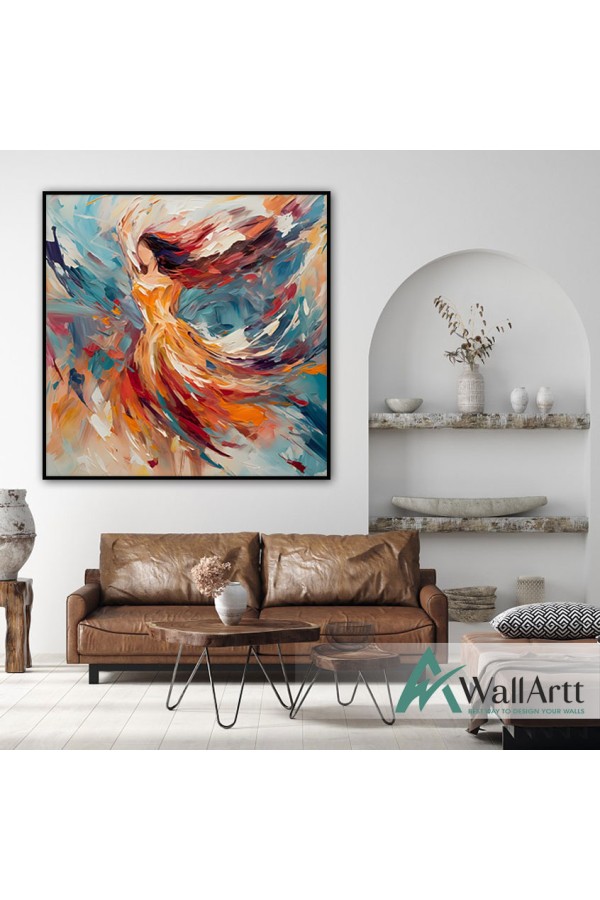 Abstract Free Spirit 3D Heavy Textured Partial Oil Painting